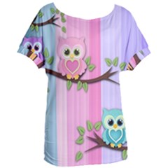 Owls Family Stripe Tree Women s Oversized T-shirt by Bedest