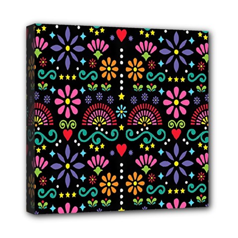Mexican Folk Art Seamless Pattern Mini Canvas 8  X 8  (stretched) by Bedest