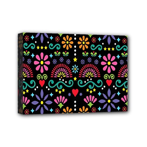 Mexican Folk Art Seamless Pattern Mini Canvas 7  X 5  (stretched) by Bedest