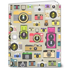 Retro Camera Pattern Graph 8  X 10  Softcover Notebook by Bedest