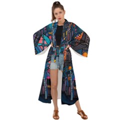 Wallet City Art Graffiti Maxi Kimono by Bedest