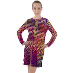Building Architecture City Facade Long Sleeve Hoodie Dress by Grandong