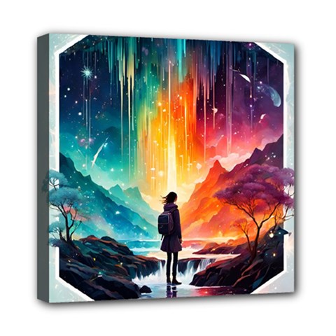 Starry Night Wanderlust: A Whimsical Adventure Mini Canvas 8  X 8  (stretched) by stine1