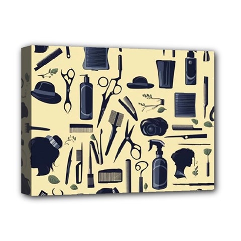 Elegant Hairdresser Pattern Cream Deluxe Canvas 16  X 12  (stretched)  by TetiBright
