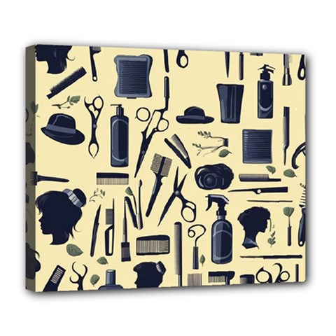 Elegant Hairdresser Pattern Cream Deluxe Canvas 24  X 20  (stretched) by TetiBright