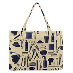 Elegant Hairdresser Pattern Cream Zipper Medium Tote Bag by TetiBright