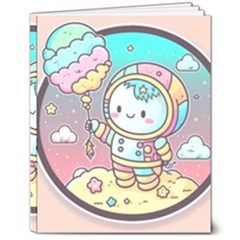 Boy Astronaut Cotton Candy Childhood Fantasy Tale Literature Planet Universe Kawaii Nature Cute Clou 8  X 10  Hardcover Notebook by Maspions