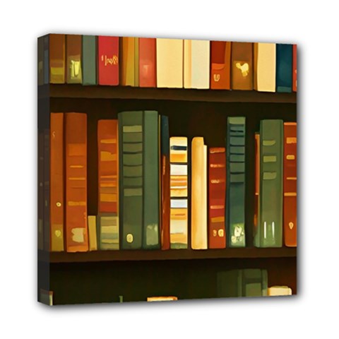 Books Bookshelves Library Fantasy Apothecary Book Nook Literature Study Mini Canvas 8  X 8  (stretched) by Grandong