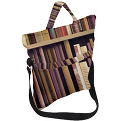 Books Bookshelves Office Fantasy Background Artwork Book Cover Apothecary Book Nook Literature Libra Fold Over Handle Tote Bag by Grandong