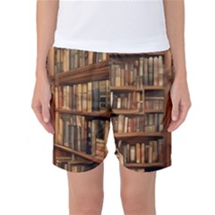 Room Interior Library Books Bookshelves Reading Literature Study Fiction Old Manor Book Nook Reading Women s Basketball Shorts by Grandong
