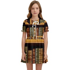 Room Interior Library Books Bookshelves Reading Literature Study Fiction Old Manor Book Nook Reading Kids  Sweet Collar Dress by Grandong