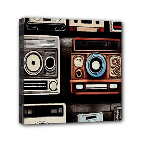 Retro Cameras Old Vintage Antique Technology Wallpaper Retrospective Mini Canvas 6  X 6  (stretched) by Grandong