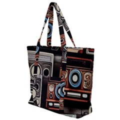 Retro Cameras Old Vintage Antique Technology Wallpaper Retrospective Zip Up Canvas Bag by Grandong