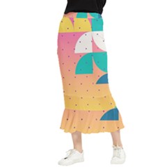 Abstract Geometric Bauhaus Polka Dots Retro Memphis Art Maxi Fishtail Chiffon Skirt by Maspions