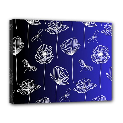 Pattern Floral Leaves Botanical White Flowers Canvas 14  X 11  (stretched) by Maspions