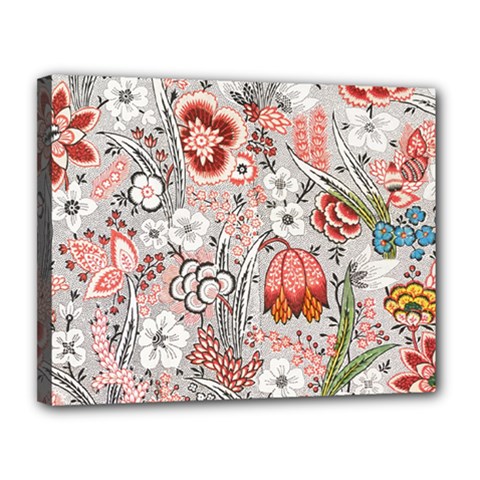 Vintage Floral Flower Art Nature Blooming Blossom Botanical Botany Pattern Canvas 14  X 11  (stretched) by Maspions