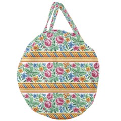Flower Pattern Art Vintage Blooming Blossom Botanical Nature Famous Giant Round Zipper Tote by Maspions