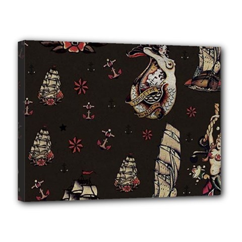 Vintage Tattoos Nautical Canvas 16  X 12  (stretched) by Apen