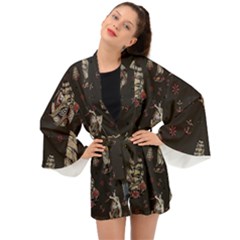 Vintage Tattoos Nautical Long Sleeve Kimono by Apen