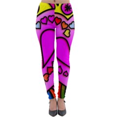 Stained Glass Love Heart Lightweight Velour Leggings by Apen