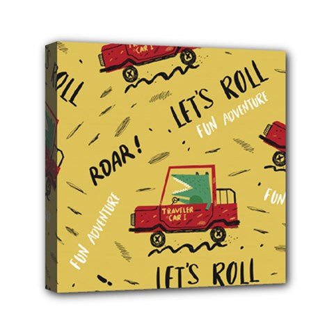 Childish Seamless Pattern With Dino Driver Mini Canvas 6  X 6  (stretched) by Apen