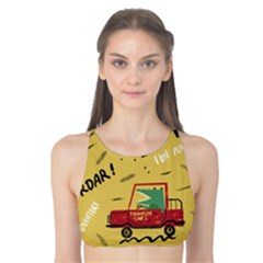 Childish Seamless Pattern With Dino Driver Tank Bikini Top by Apen