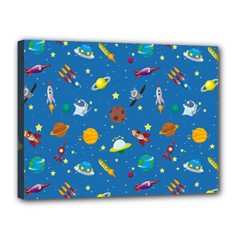 Space Rocket Solar System Pattern Canvas 16  X 12  (stretched) by Apen