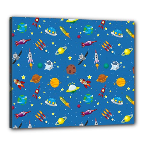 Space Rocket Solar System Pattern Canvas 24  X 20  (stretched) by Apen