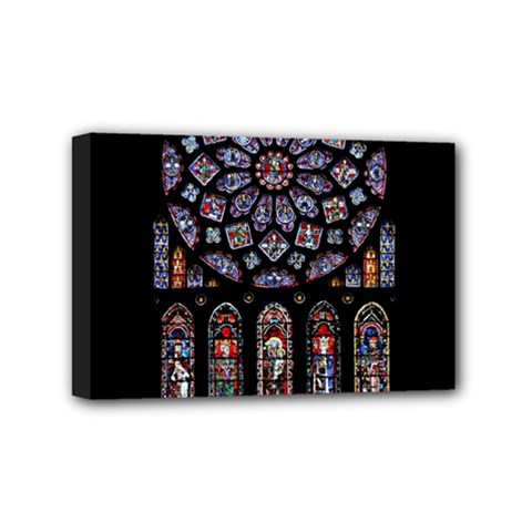 Chartres Cathedral Notre Dame De Paris Stained Glass Mini Canvas 6  X 4  (stretched) by Maspions