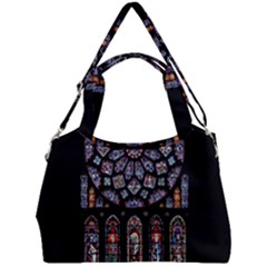 Chartres Cathedral Notre Dame De Paris Stained Glass Double Compartment Shoulder Bag by Maspions