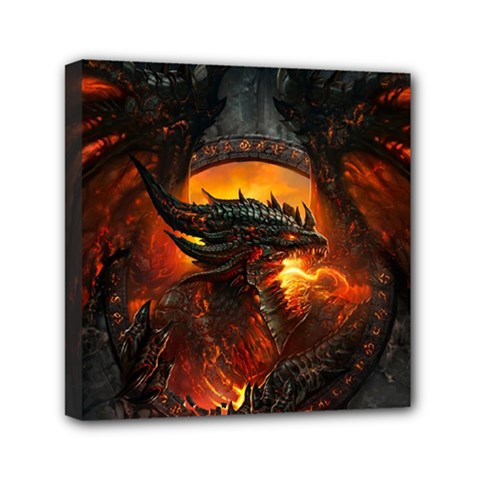 Dragon Fire Fantasy Art Mini Canvas 6  X 6  (stretched) by Maspions