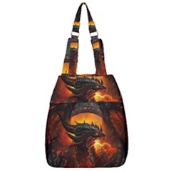 Dragon Fire Fantasy Art Center Zip Backpack by Maspions