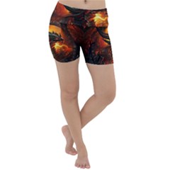 Dragon Fire Fantasy Art Lightweight Velour Yoga Shorts by Maspions
