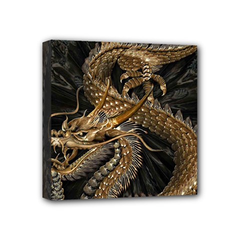 Fantasy Dragon Pentagram Mini Canvas 4  X 4  (stretched) by Maspions