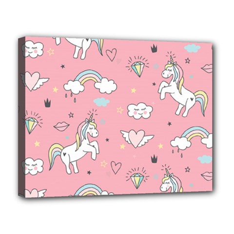 Cute Unicorn Seamless Pattern Canvas 14  X 11  (stretched) by Apen