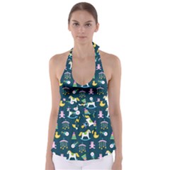 Cute Babies Toys Seamless Pattern Tie Back Tankini Top by Apen