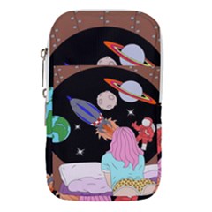 Girl Bed Space Planets Spaceship Rocket Astronaut Galaxy Universe Cosmos Woman Dream Imagination Bed Waist Pouch (large) by Maspions
