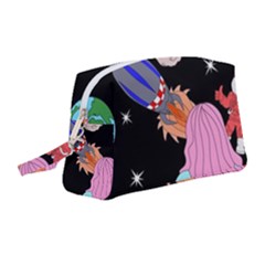 Girl Bed Space Planets Spaceship Rocket Astronaut Galaxy Universe Cosmos Woman Dream Imagination Bed Wristlet Pouch Bag (medium) by Maspions