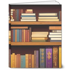 Book Nook Books Bookshelves Comfortable Cozy Literature Library Study Reading Room Fiction Entertain 8  X 10  Softcover Notebook by Maspions