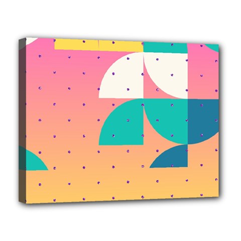 Abstract Geometric Bauhaus Polka Dots Retro Memphis Art Canvas 14  X 11  (stretched) by Maspions