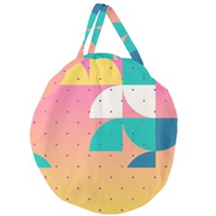 Abstract Geometric Bauhaus Polka Dots Retro Memphis Art Giant Round Zipper Tote by Maspions