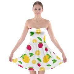 Strawberry Lemons Fruit Strapless Bra Top Dress by Askadina