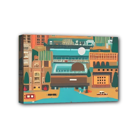 City Painting Town Urban Artwork Mini Canvas 6  X 4  (stretched) by Maspions