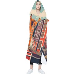 London England Bridge Europe Buildings Architecture Vintage Retro Town City Wearable Blanket by Maspions
