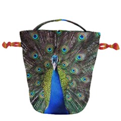 Peacock Bird Feathers Pheasant Nature Animal Texture Pattern Drawstring Bucket Bag by Bedest