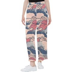 Waves Ocean Sea Water Pattern Rough Seas Digital Art Nature Nautical Women s Pants  by Bedest