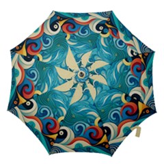 Waves Ocean Sea Abstract Whimsical Abstract Art Pattern Abstract Pattern Water Nature Moon Full Moon Hook Handle Umbrellas (medium) by Bedest