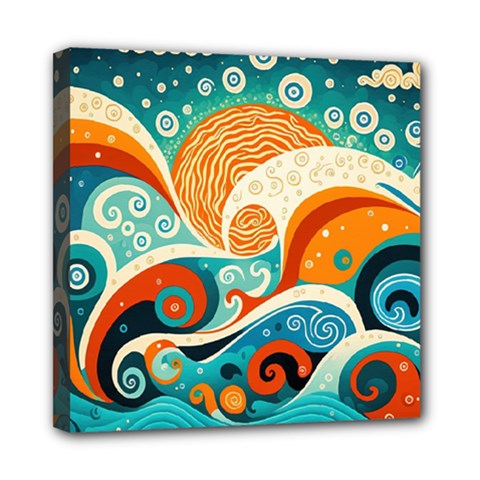 Waves Ocean Sea Abstract Whimsical Abstract Art Pattern Abstract Pattern Nature Water Seascape Mini Canvas 8  X 8  (stretched) by Bedest