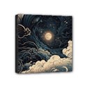 Starry Sky Moon Space Cosmic Galaxy Nature Art Clouds Art Nouveau Abstract Mini Canvas 4  x 4  (Stretched) View1