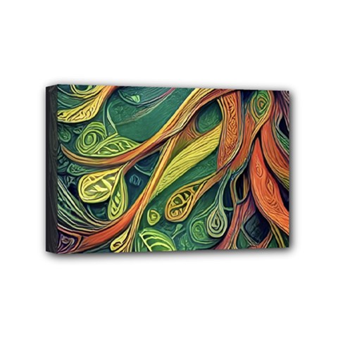 Outdoors Night Setting Scene Forest Woods Light Moonlight Nature Wilderness Leaves Branches Abstract Mini Canvas 6  X 4  (stretched) by Posterlux
